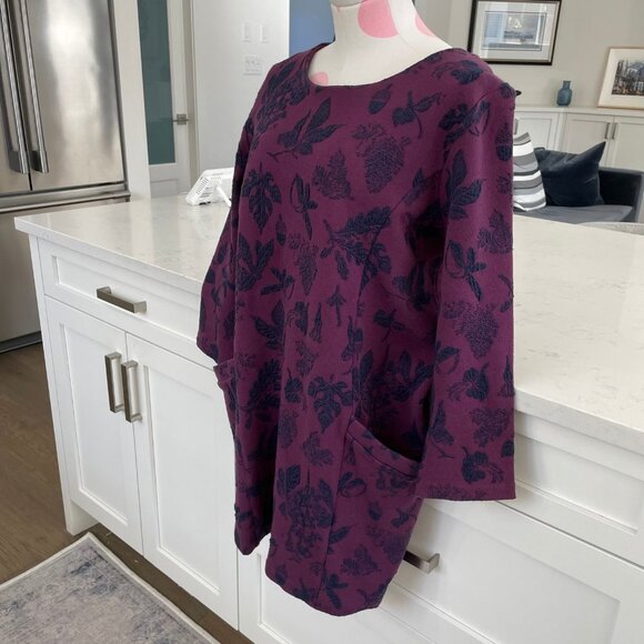 Joules Z_Rhona Boatneck Cotton Poly Print Mini Dress Pockets Purp Navy Sz 10 - Picture 4 of 11